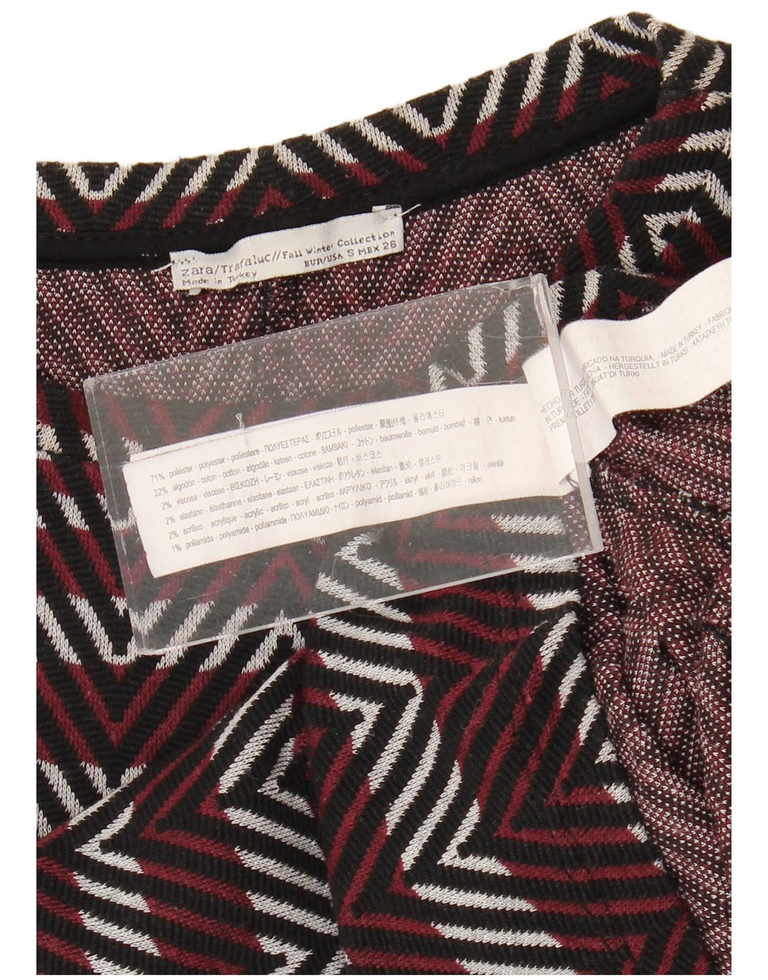 Rochie de bază Trafaluc pentru femei Zara UK 8 Small Burgundy Chevron Poliester