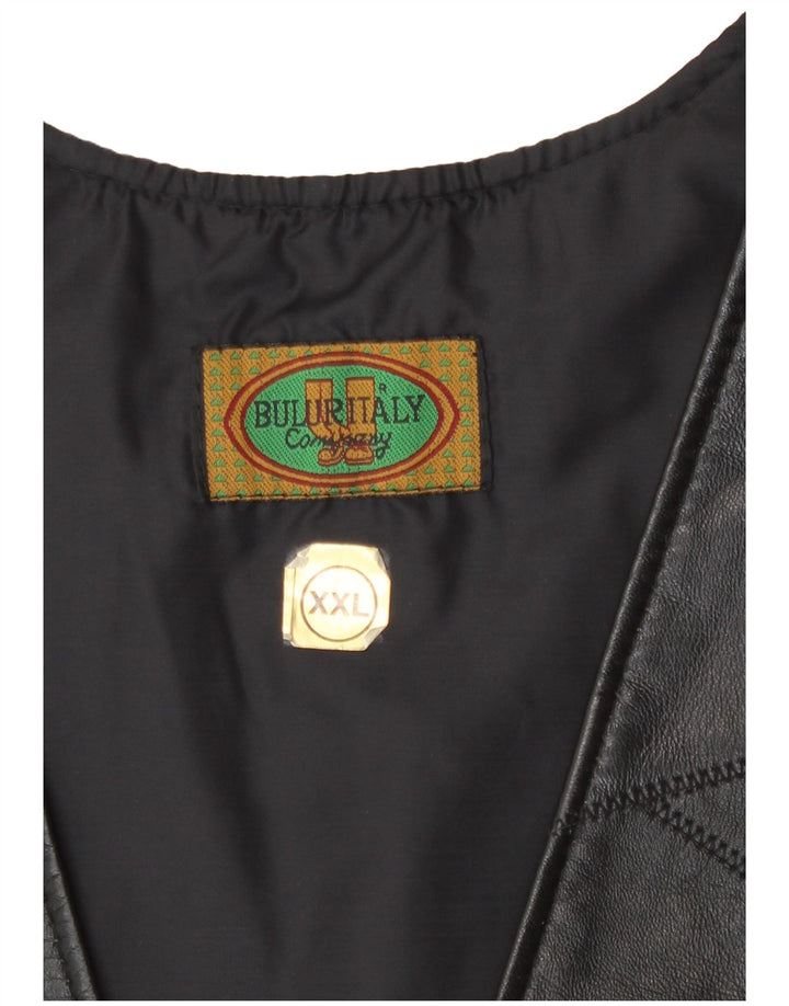 Vestă din piele vintage pentru femei, 2XL, neagră, motociclist cu mozaic