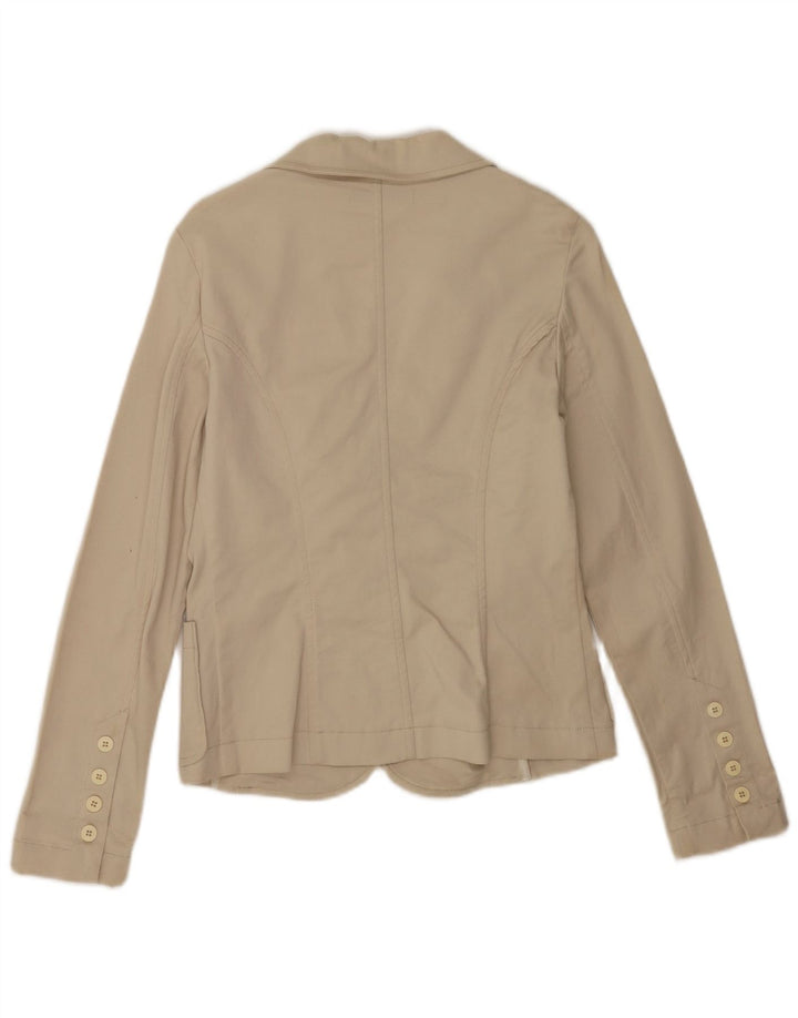 Blazer pentru femei Zara cu 2 nasturi, UK 14, mare, bej, bumbac