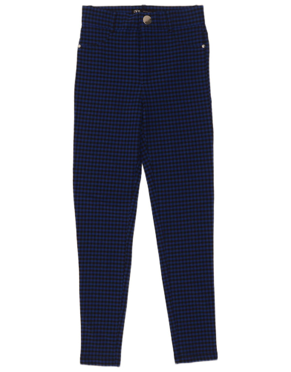 Pantaloni skinny casual pentru femei Zara Mici L26 L28 Albastru Gingham