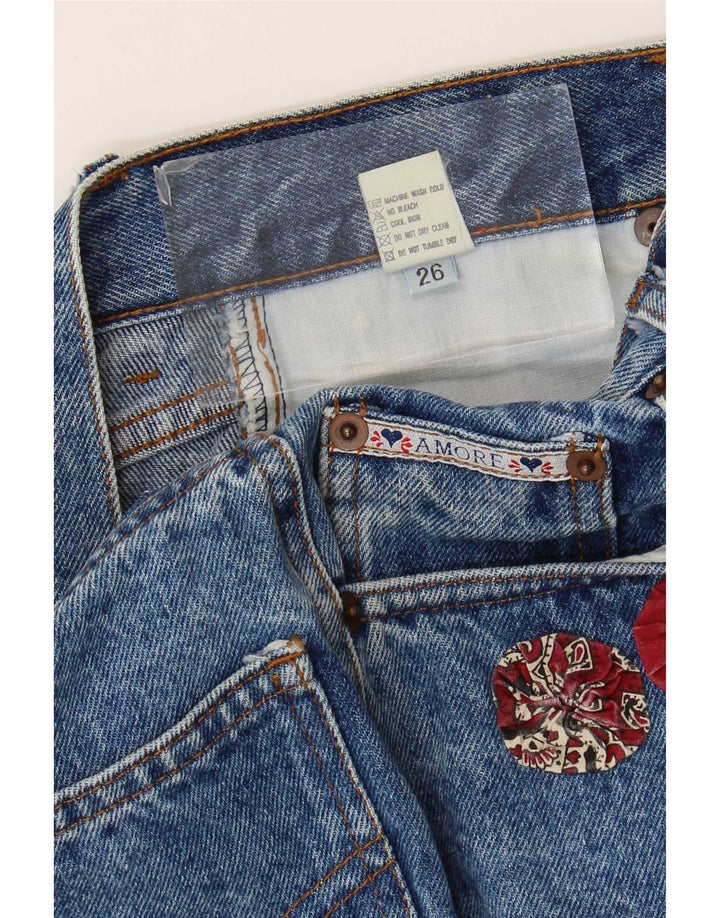Fusta de blugi vintage pentru femei W26 Bumbac albastru mic