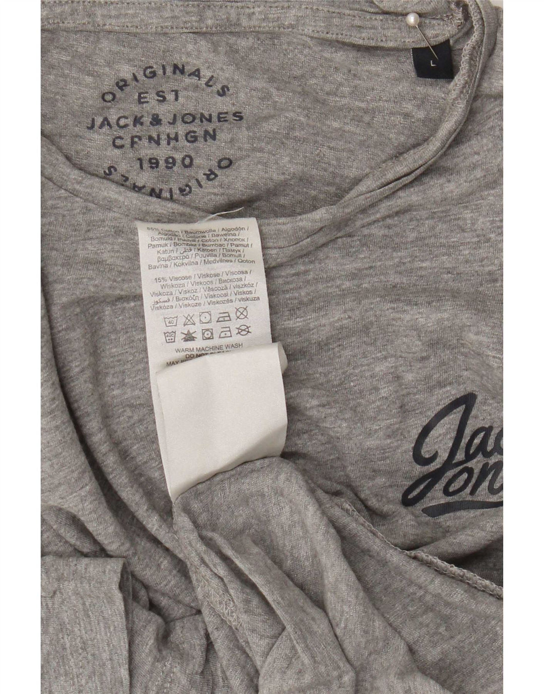Tricou grafic Jack & Jones pentru bărbați Top mare din bumbac gri