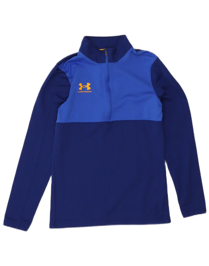 Tricou Under Armour pentru bărbați, cu fermoar, cu gât, cu mânecă lungă, albastru bleumarin