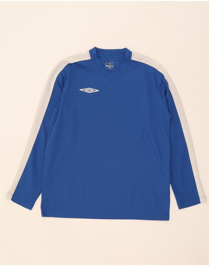 Top pentru bărbați Umbro cu mânecă lungă, albastru mediu, poliester color bloc