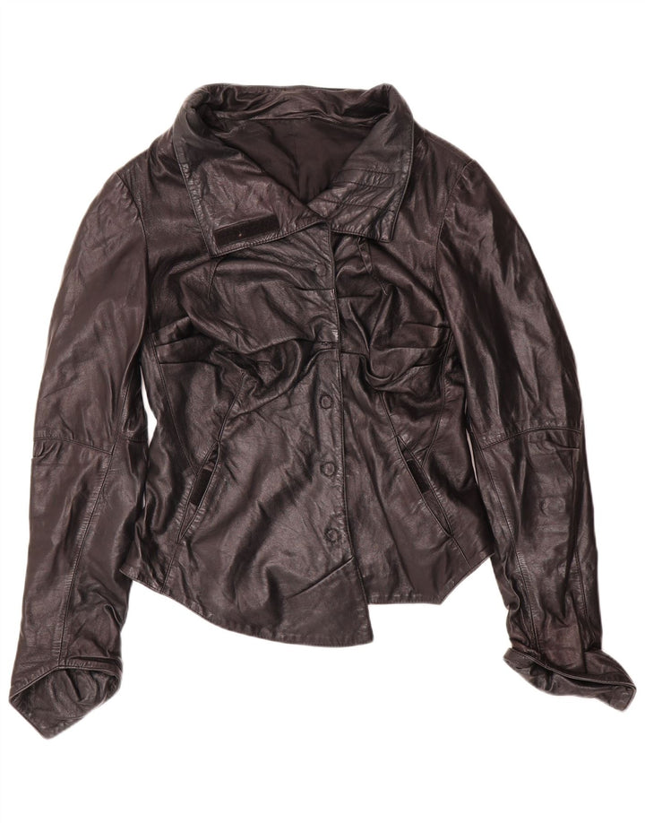 Jachetă motociclist din piele vintage pentru femei UK 12 Medium Black