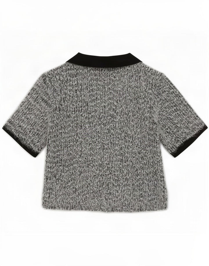 Tricou polo Zara pentru femei UK 10 Mic, gri poliester cu pături