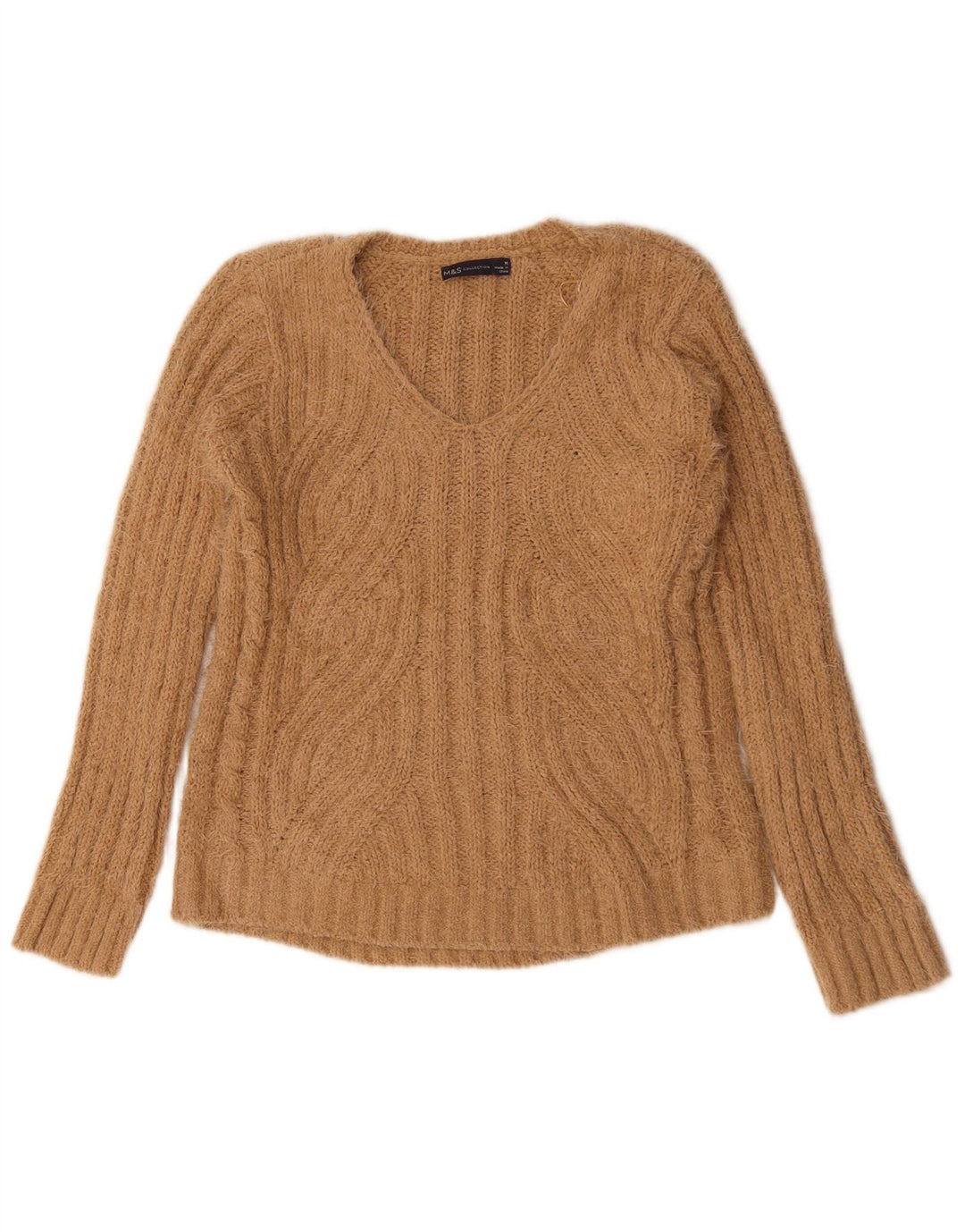 Pulover pentru femei Marks & Spencer cu decolteu în V UK 14 Medium Bej Poliester