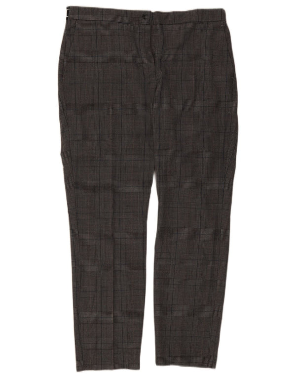 Pantaloni chino slim pentru femei Zara XL W32 L27 poliester cu carouri gri