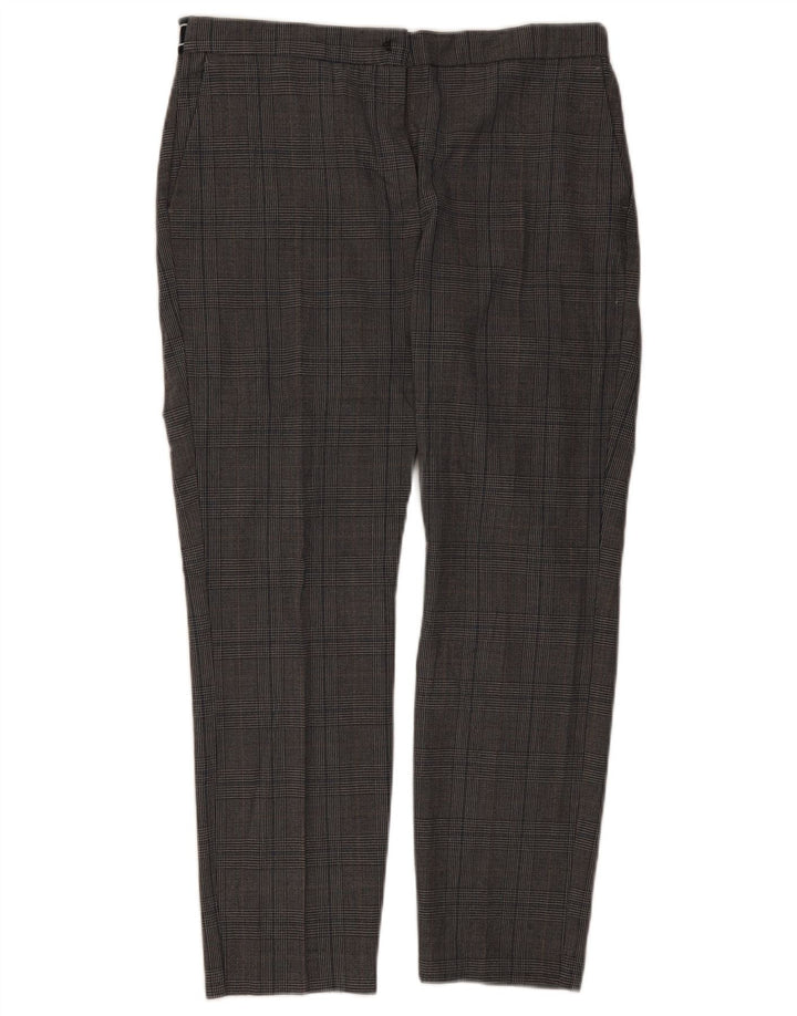 Pantaloni chino slim pentru femei Zara XL W32 L27 poliester cu carouri gri