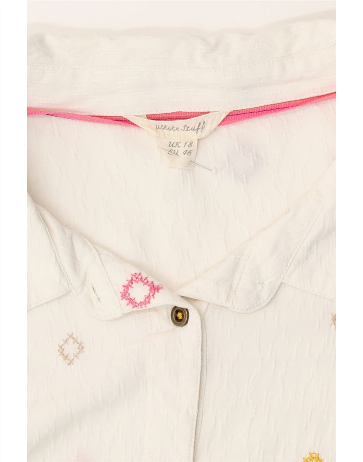 Cămașă pentru femei White Stuff UK 18 XL, viscoză geometrică albă