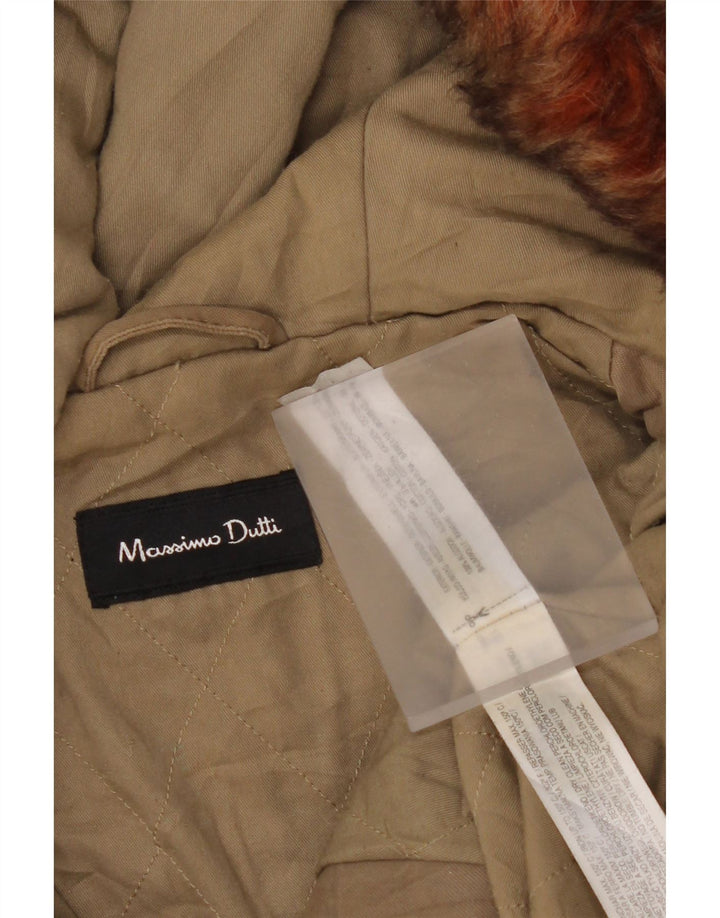 Jachetă parka cu glugă Massimo Dutti pentru femei UK 14 Bumbac kaki mediu