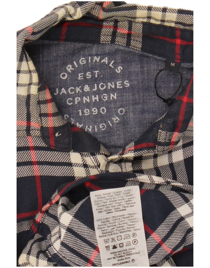 Cămașă de flanel Jack & Jones pentru bărbați, bumbac cu carouri, albastru bleumarin mediu