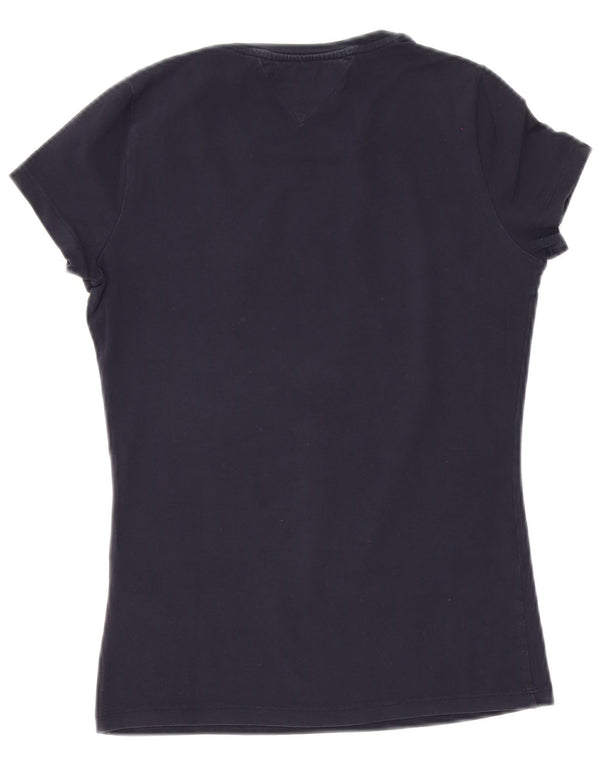 Tricou cu grafic Tommy Hilfiger pentru femei Top UK 12 Medium Bleumarin Bumbac