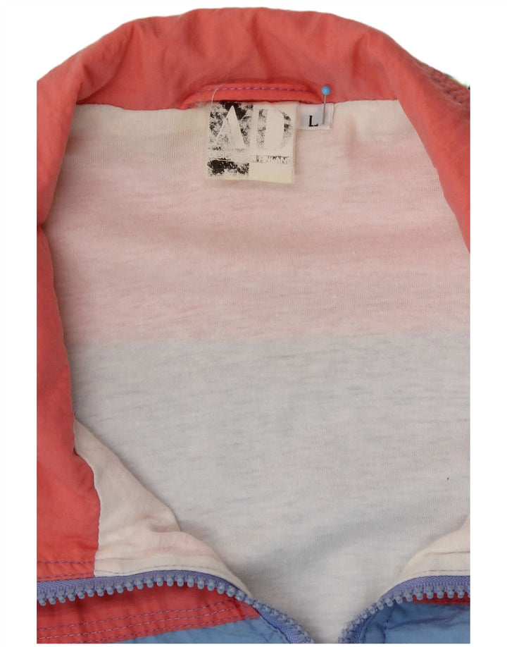 Jachetă de trening pentru femei vintage cu model abstract, UK 16, albastru mare