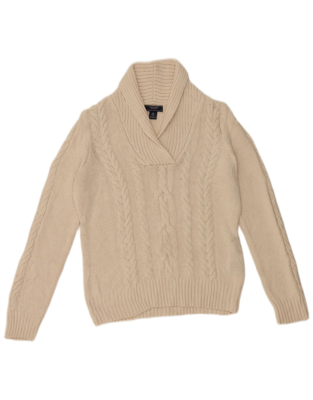 Pulover pentru damă Chaps cu gât șal, bumbac alb, mediu, 14 UK