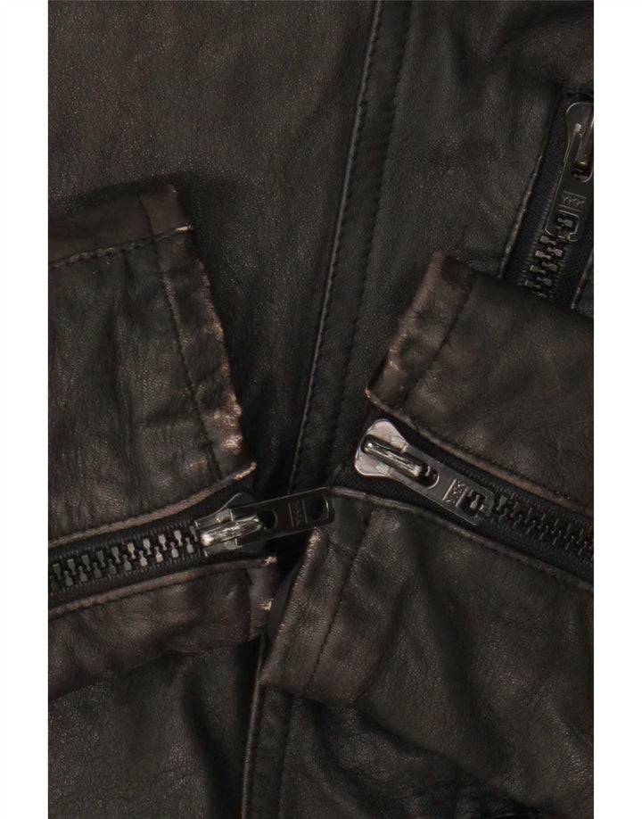 Jachetă de motociclist din piele vintage pentru bărbați IT 50 Large Black
