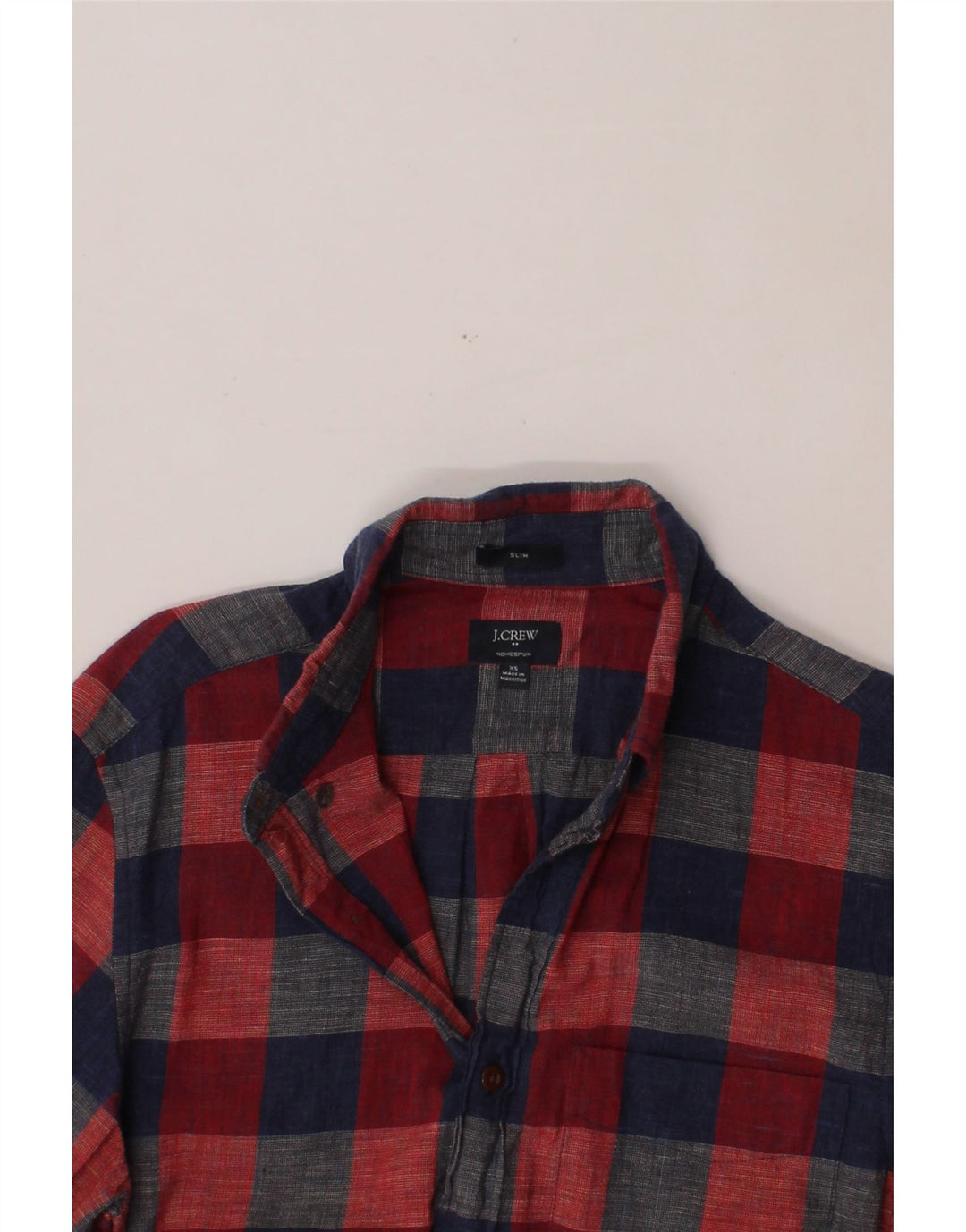 J. CREW Mens Slim Shirt XS Navy Blue Check Cotton Vintage J. Crew and Second-Hand J. Crew from Messina Hembry 