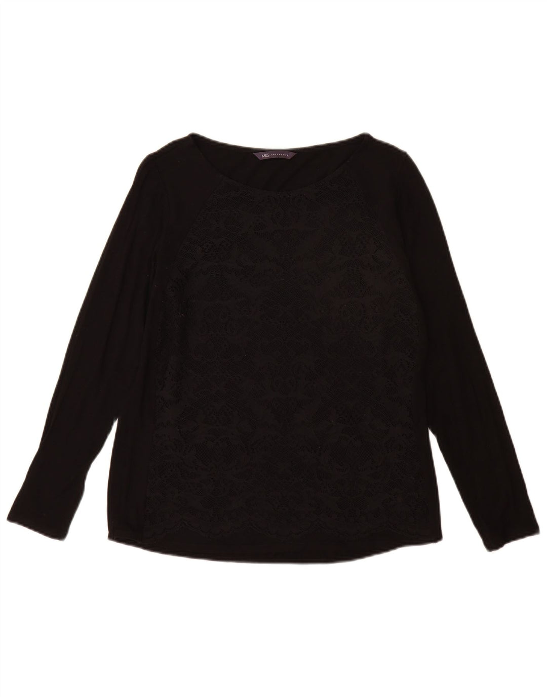 Marks & Spencer Top pentru femei cu mânecă lungă UK 12 Medium Black Viscose