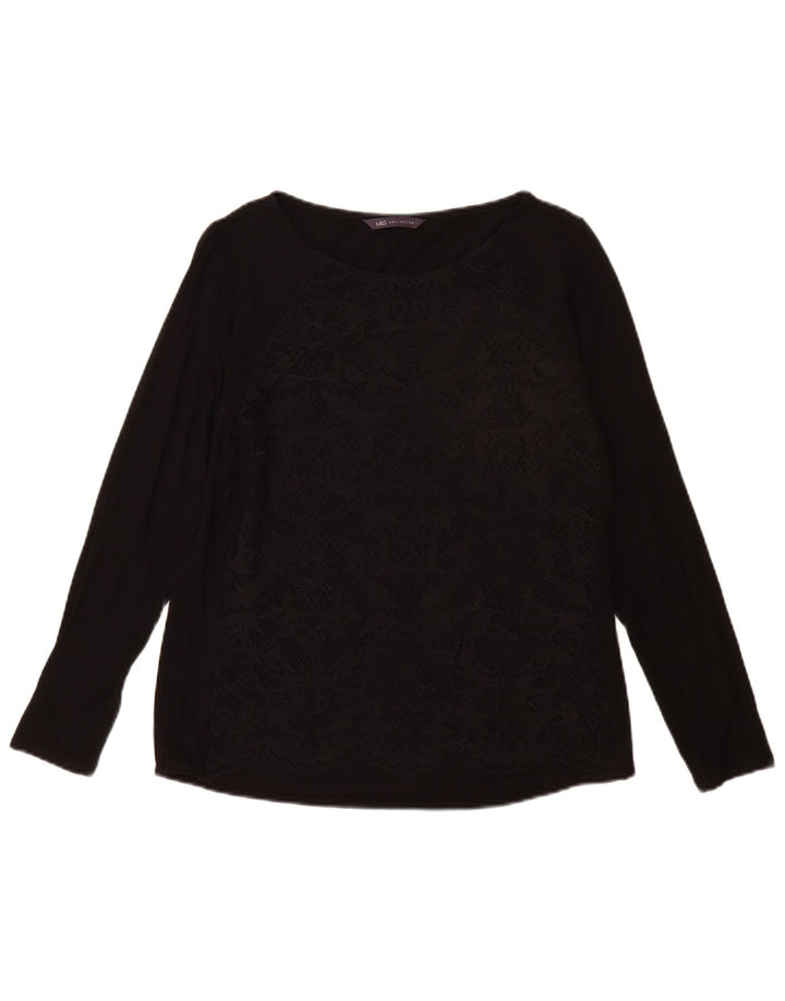 Marks & Spencer Top pentru femei cu mânecă lungă UK 12 Medium Black Viscose