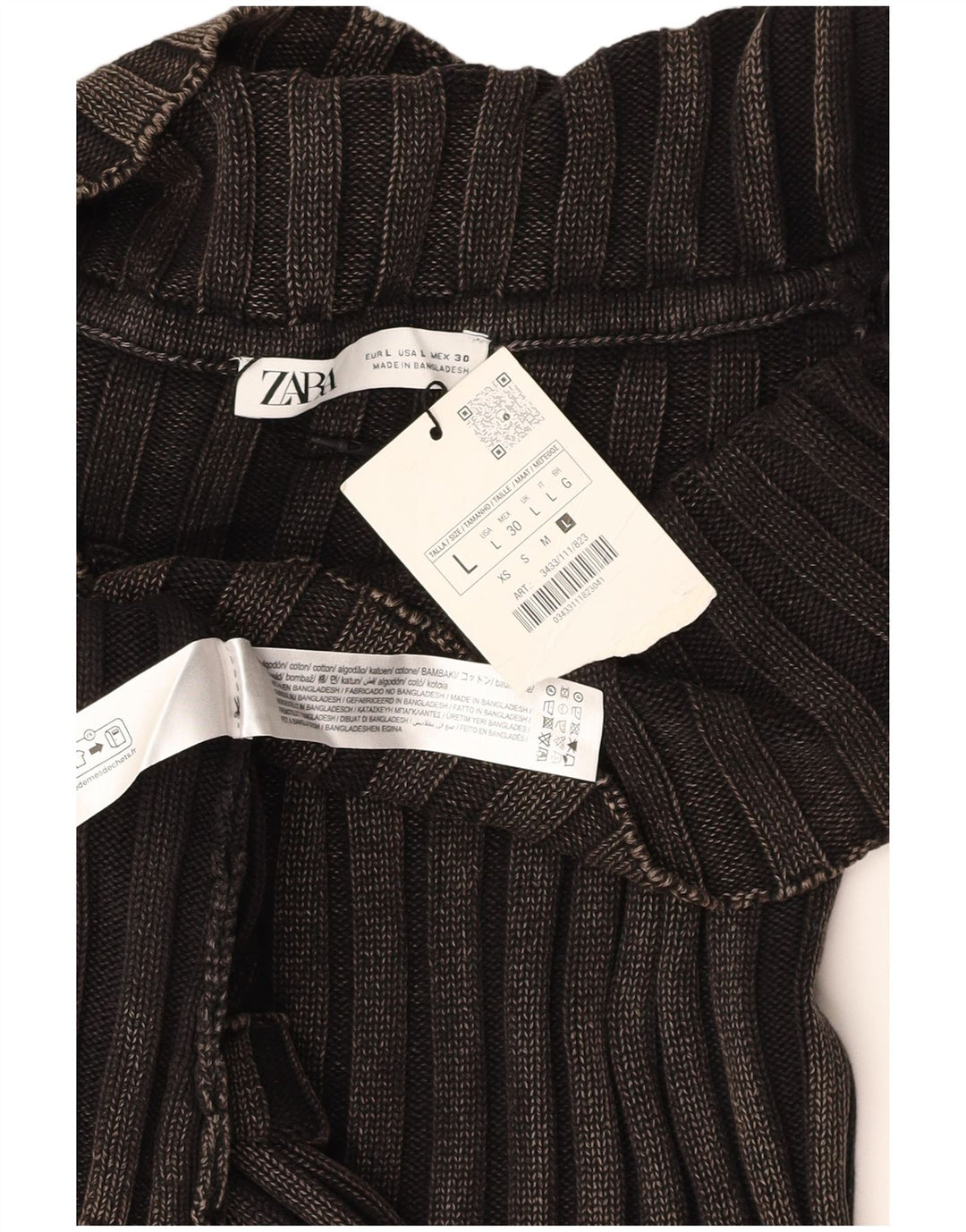 ZARA Rochie Jumper cu mânecă lungă pentru femei UK 14, mare, negru, bumbac