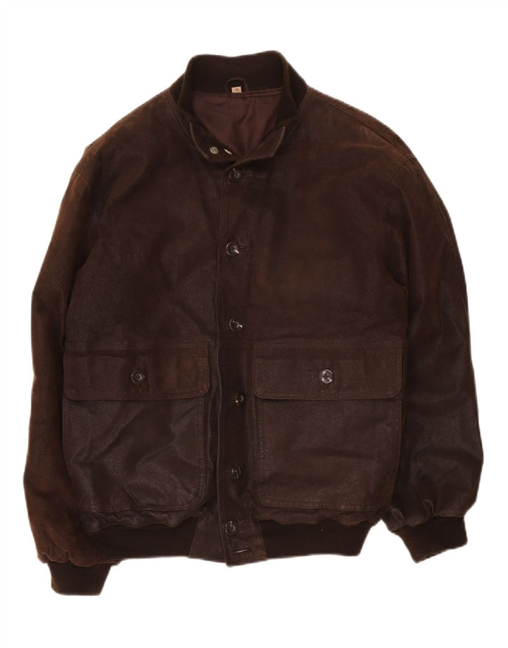 Jachetă Bomber din piele vintage pentru bărbați IT 48 Maro Mediu