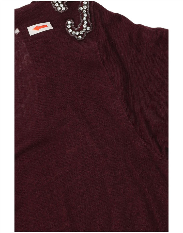 Top tricou pentru femei Zara UK 14 Medium Burgundy