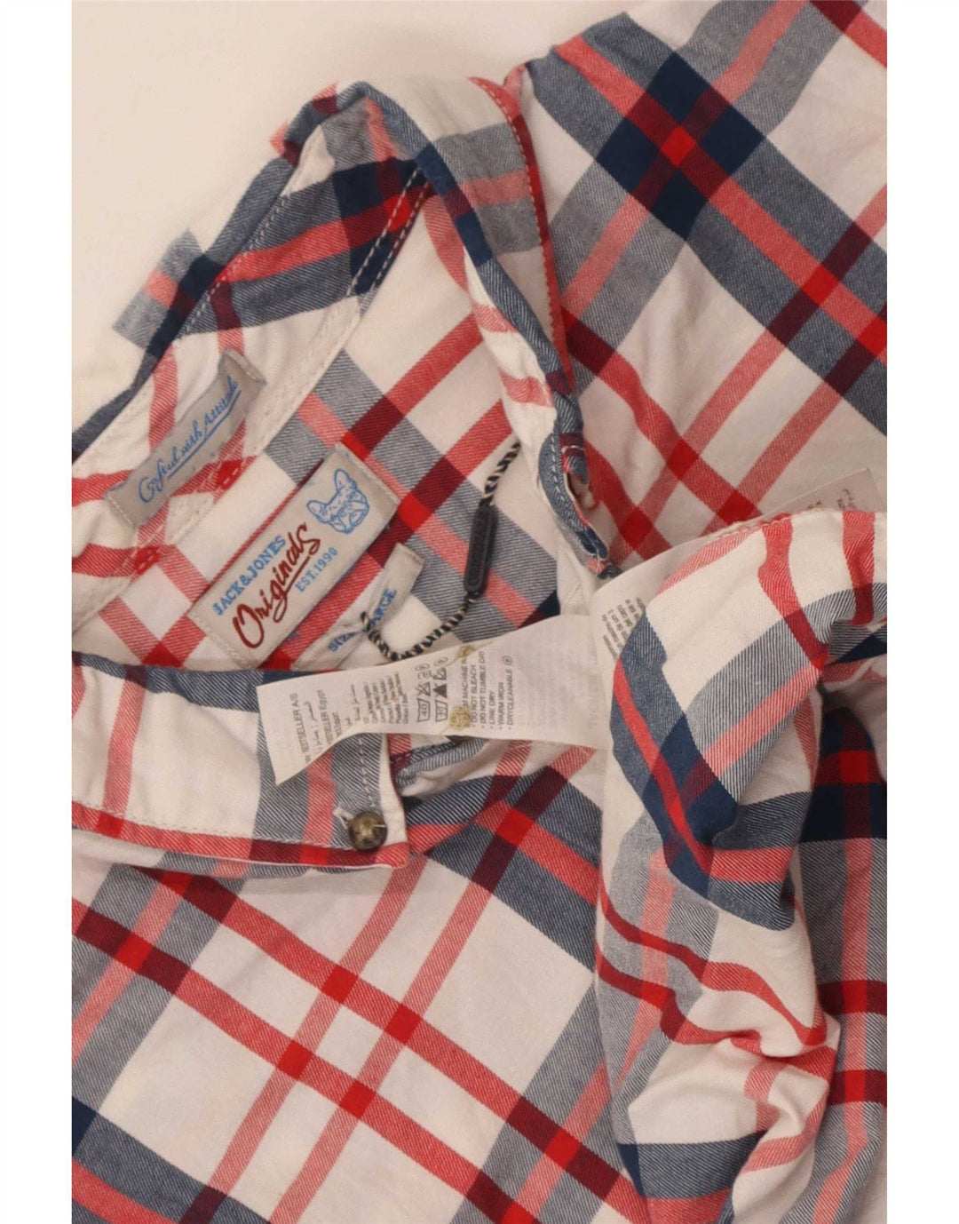 Cămașă Jack & Jones pentru bărbați cu mânecă scurtă, mare, alb, din bumbac