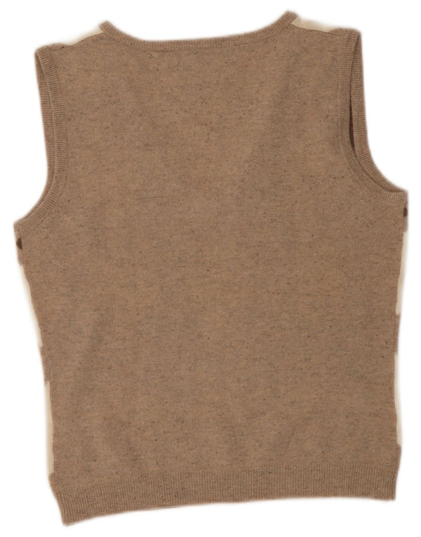 Tommy Hilfiger Womens Vest Tank Top UK 14 Large Beige Argyle/Diamond