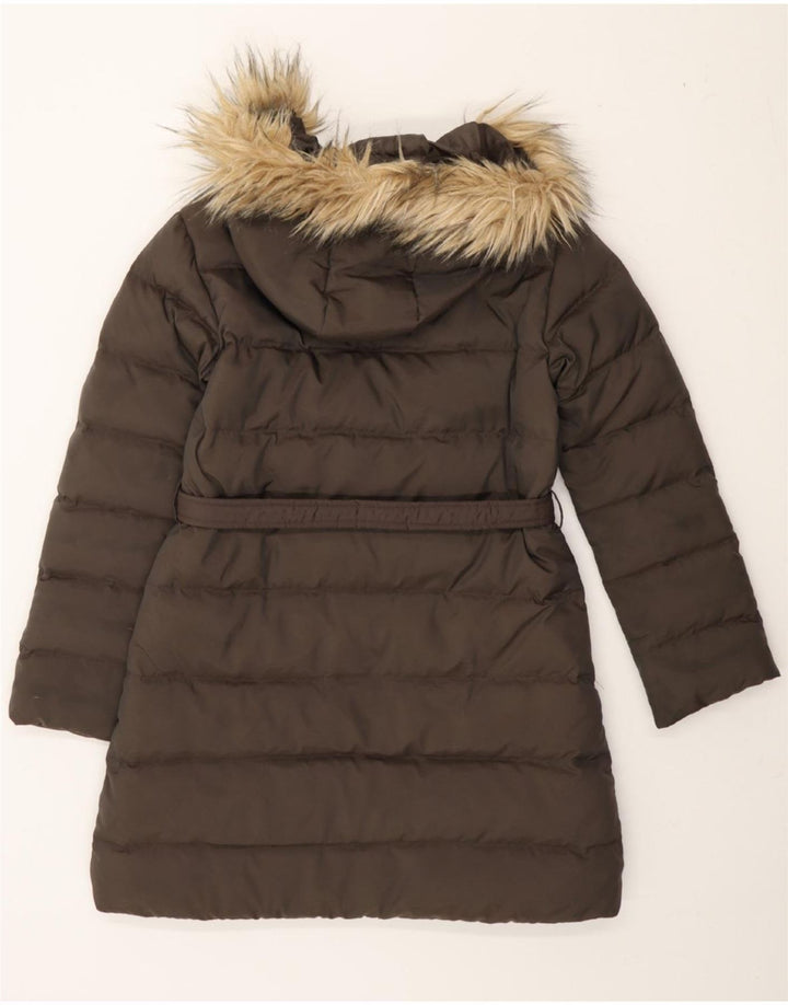 BENETTON Girls Hooded Padded Coat 8-9 Years Large Grey Polyamide Vintage Benetton and Second-Hand Benetton from Messina Hembry 