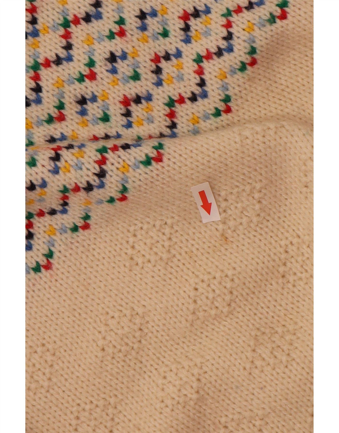 Pulover vintage pentru bărbați cu gâtul turnat, mediu alb deschis Fair Isle