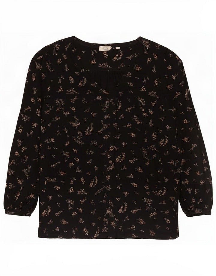 Fat Face Womens Oversized Tunic Top UK 14 Medium Black Floral Viscose