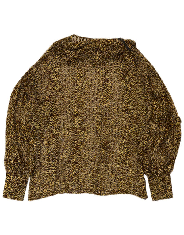Bluză vintage cu mânecă lungă pentru femei, UK 16, mare, verde, imprimeu cu animale