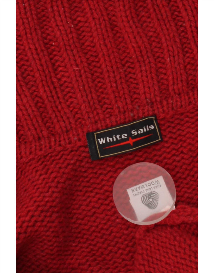 Pulover cardigan pentru bărbați White Sails, lână virgină, roșie, mare