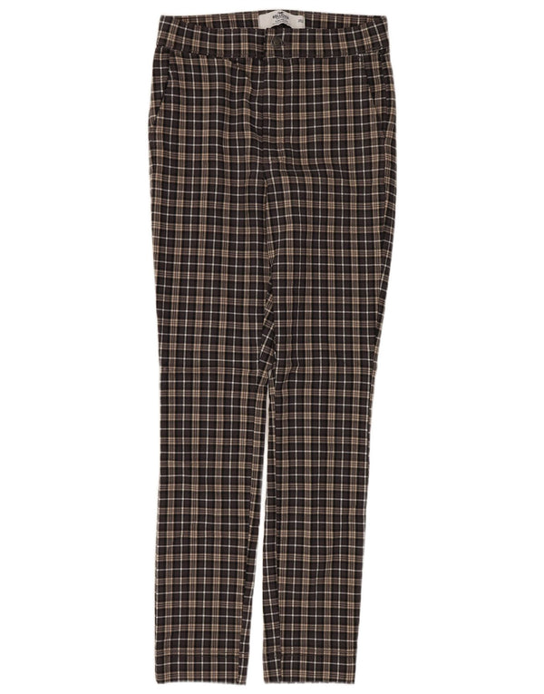 Pantaloni chino skinny cu talie înaltă pentru femei Hollister L26 L27 Brown Check