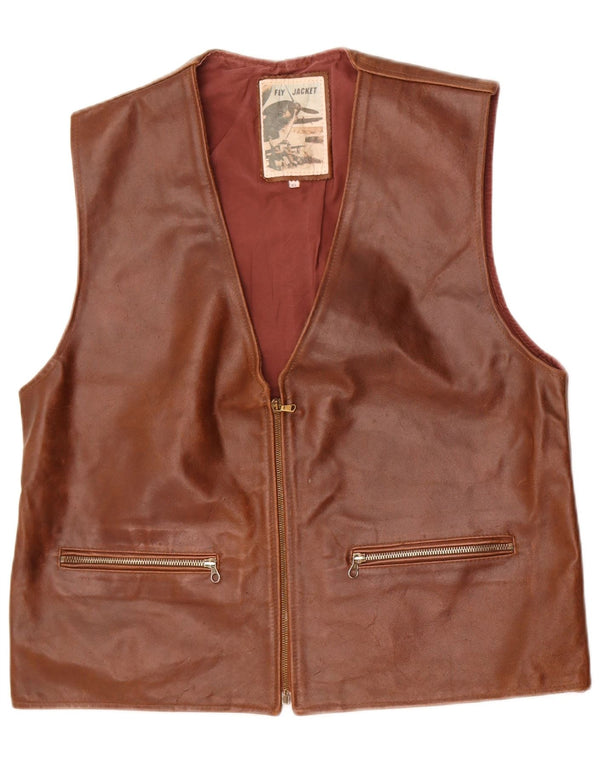 Gilet din piele pentru femei Fly UK 18 XL din piele maro