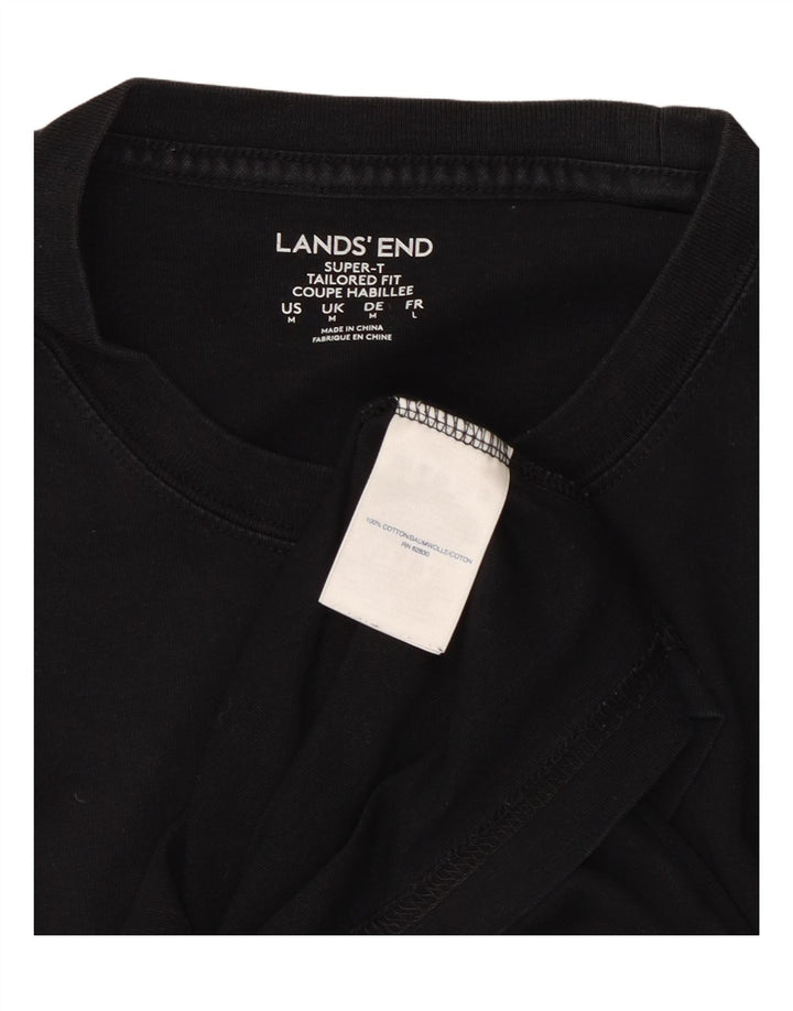 LANDS END Tricou croit pentru bărbați Top, bumbac mediu negru