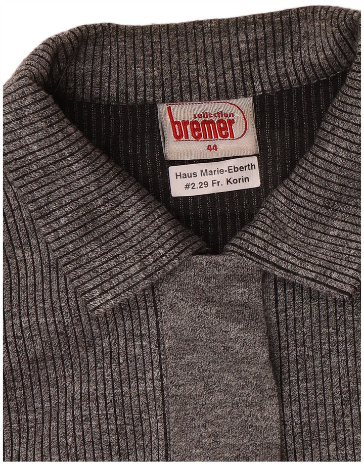 Pulover vintage cu gât polo pentru femei EU 44 XL cu dungi gri