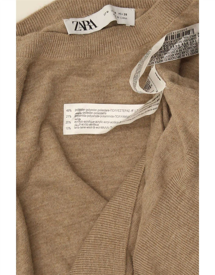 Pulover pentru damă Zara, cu gât turnut, UK 14, poliester mediu bej
