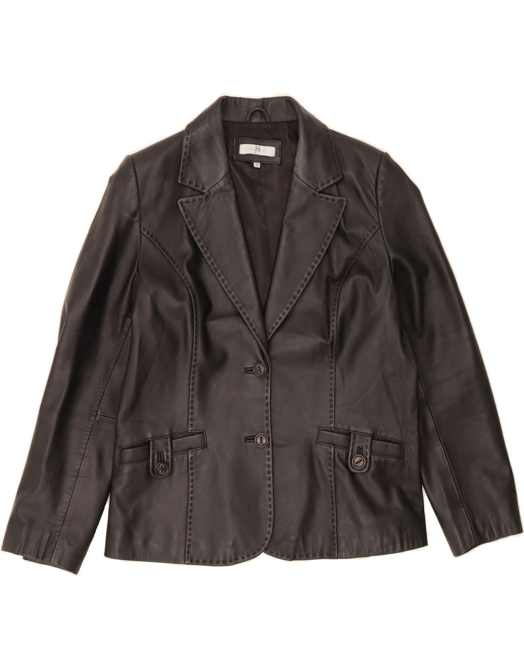 JOANNA HOPE Womens Leather Jacket UK 16 Large Black Leather Vintage Joanna Hope and Second-Hand Joanna Hope from Messina Hembry 