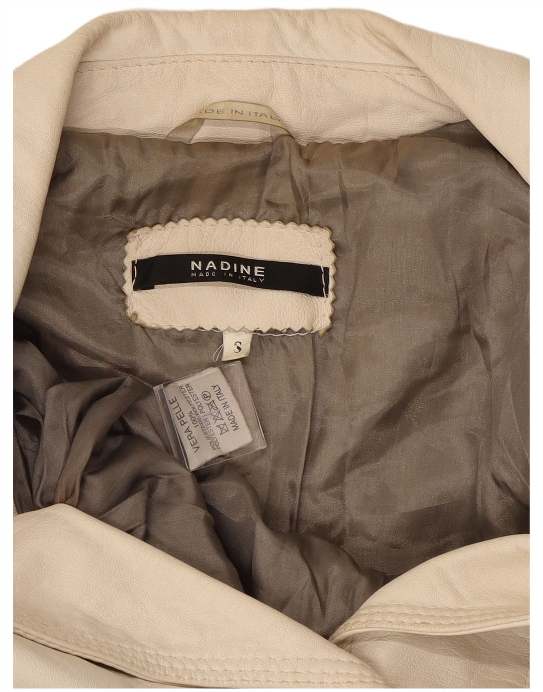 Blazer din piele cu 3 nasturi NADINE pentru femei UK 10 Mic din piele albă