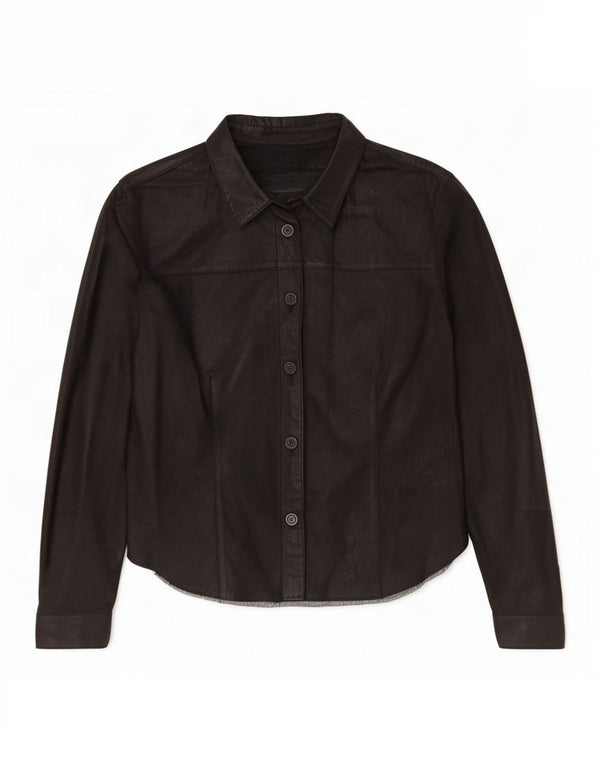 Cămașă din piele vintage pentru femei IT 50 XL neagră