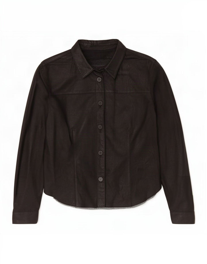 Cămașă din piele vintage pentru femei IT 50 XL neagră