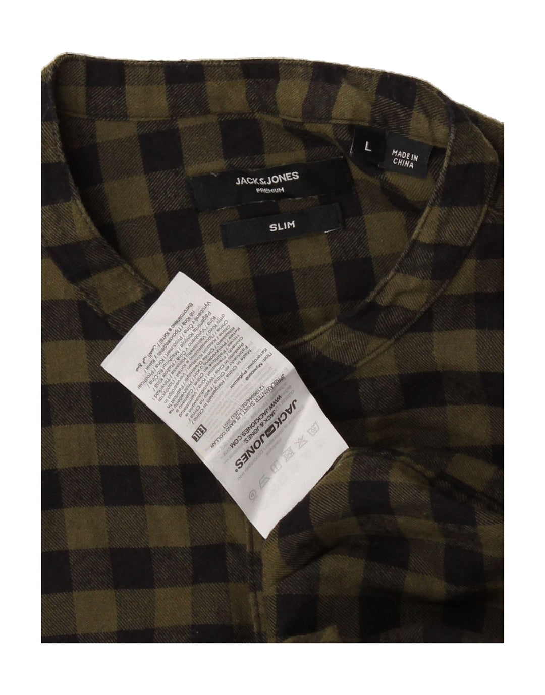 JACK & JONES Mens Slim Flannel Shirt Large Green Gingham Cotton Vintage Jack & Jones and Second-Hand Jack & Jones from Messina Hembry 