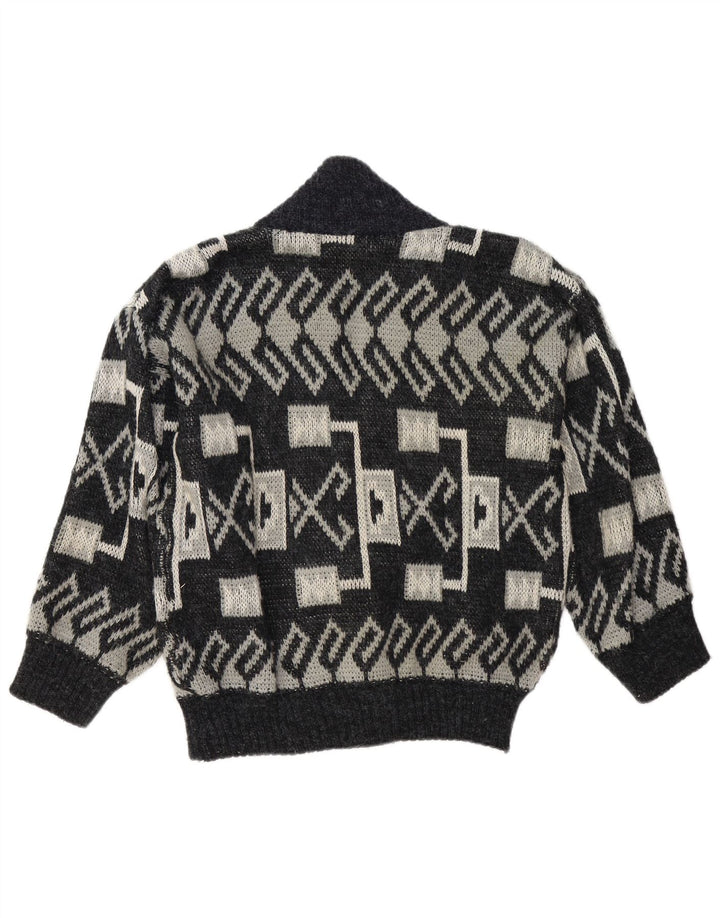 Cardigan Vintage pentru bărbați, mare, gri, geometric