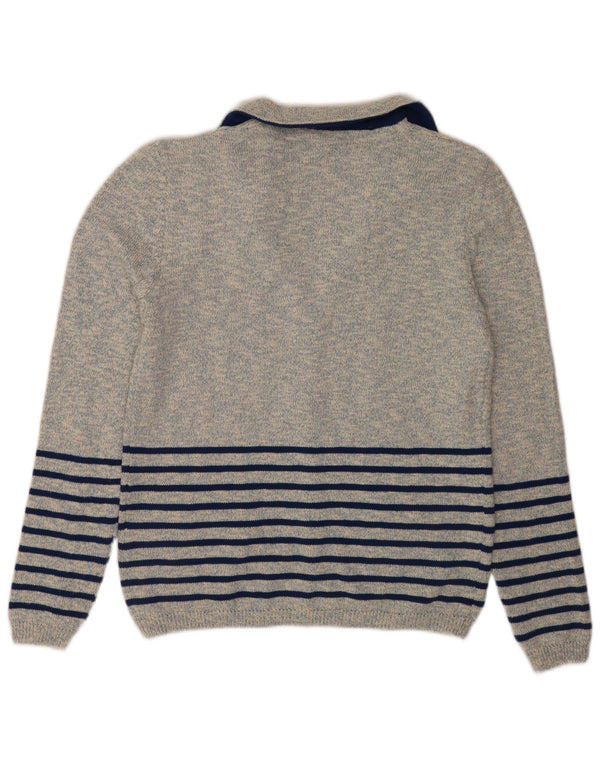 Pulover cardigan pentru femei Primo Emporio UK 12, bumbac cu dungi albastre medii