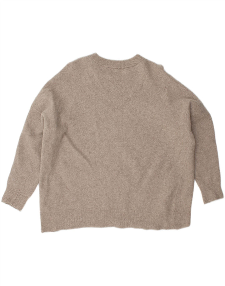 Pulover supradimensionat pentru femei Zara, cu gât crew, UK 12 Medium Beige Lână