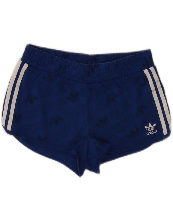 Pantaloni scurți sport grafic ADIDAS pentru femei UK 8 Small Blue