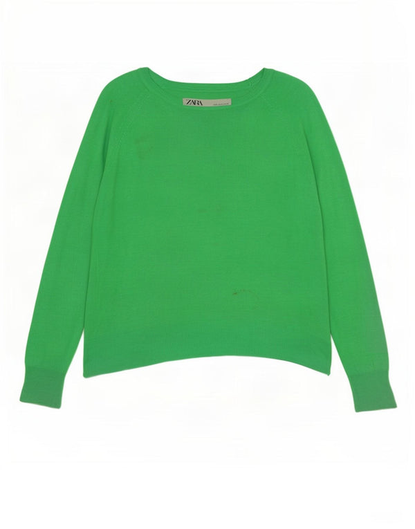Pulover pentru femei Zara cu gât de barcă UK 10 Mic, verde, viscoză