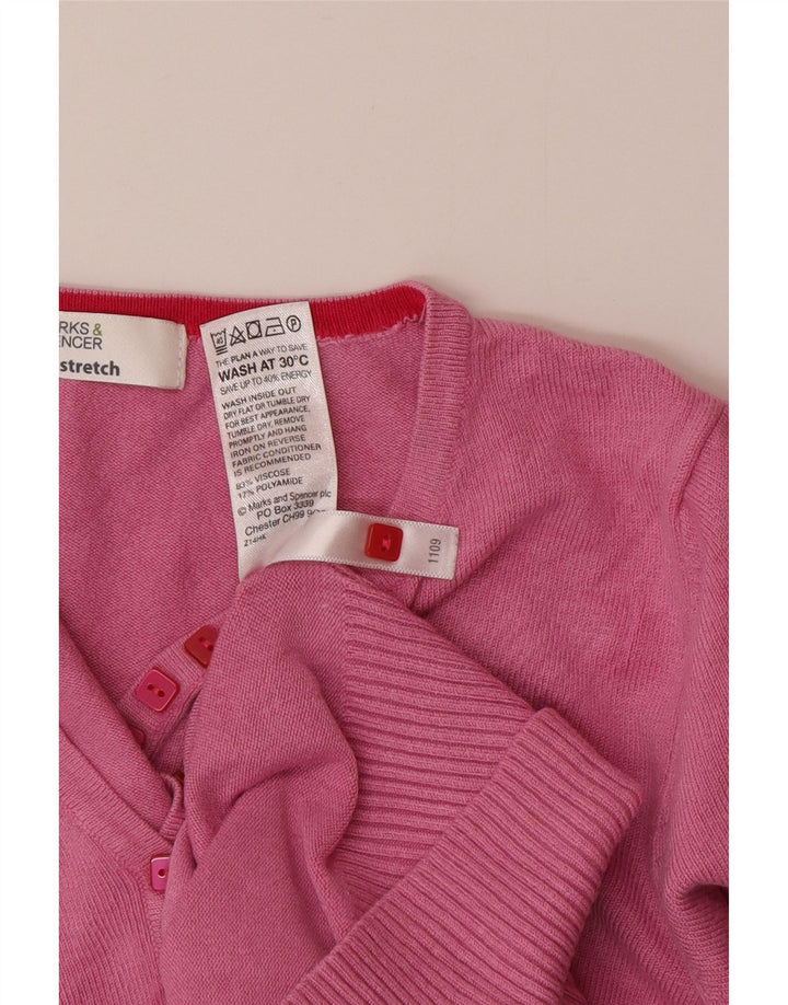 Pulover pentru femei Marks & Spencer, cu nasturi, cu gât, UK 8, mic, roz, viscoză