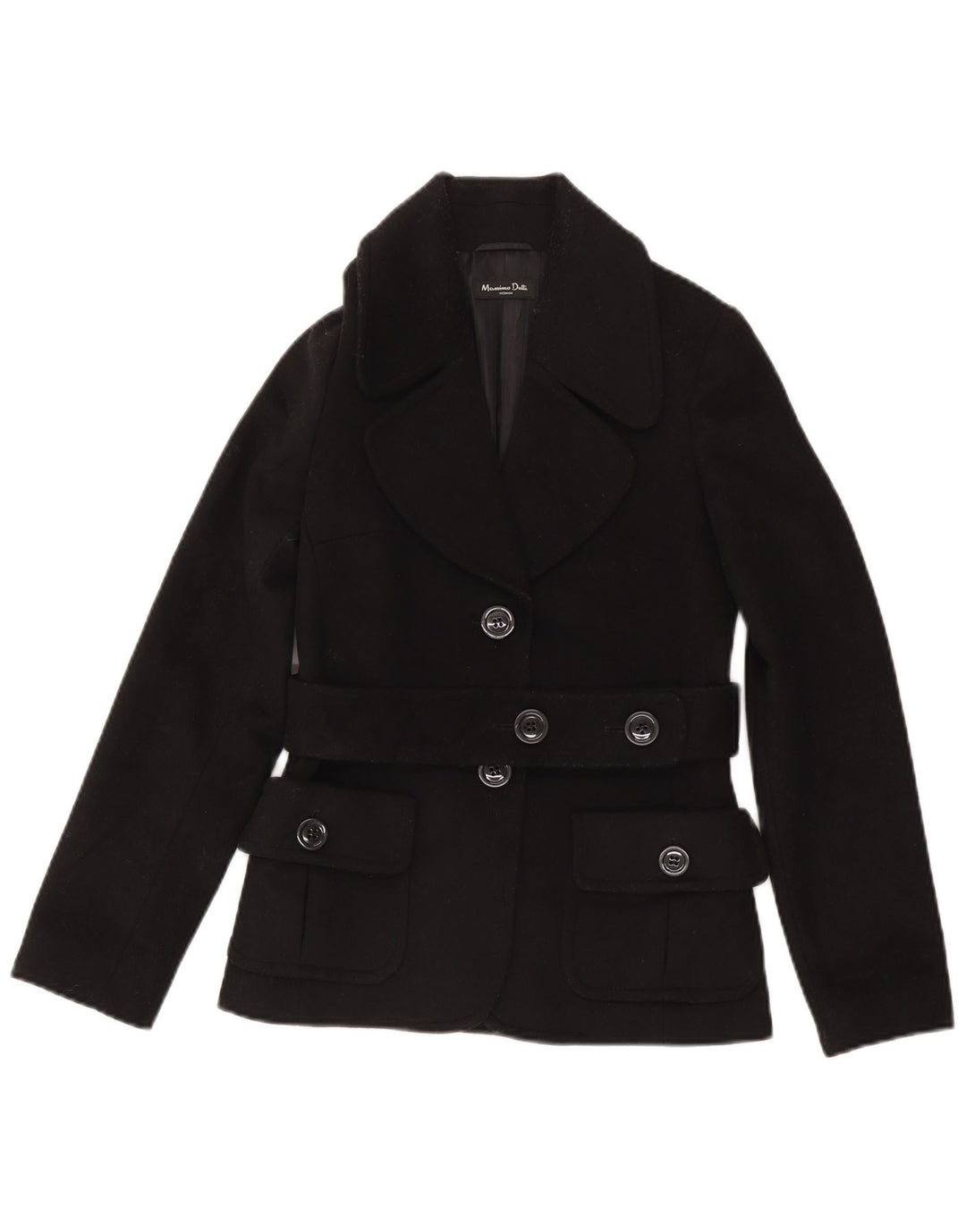 Jachetă Blazer Femei Massimo Dutti cu 2 nasturi EU 36 XS Lână neagră
